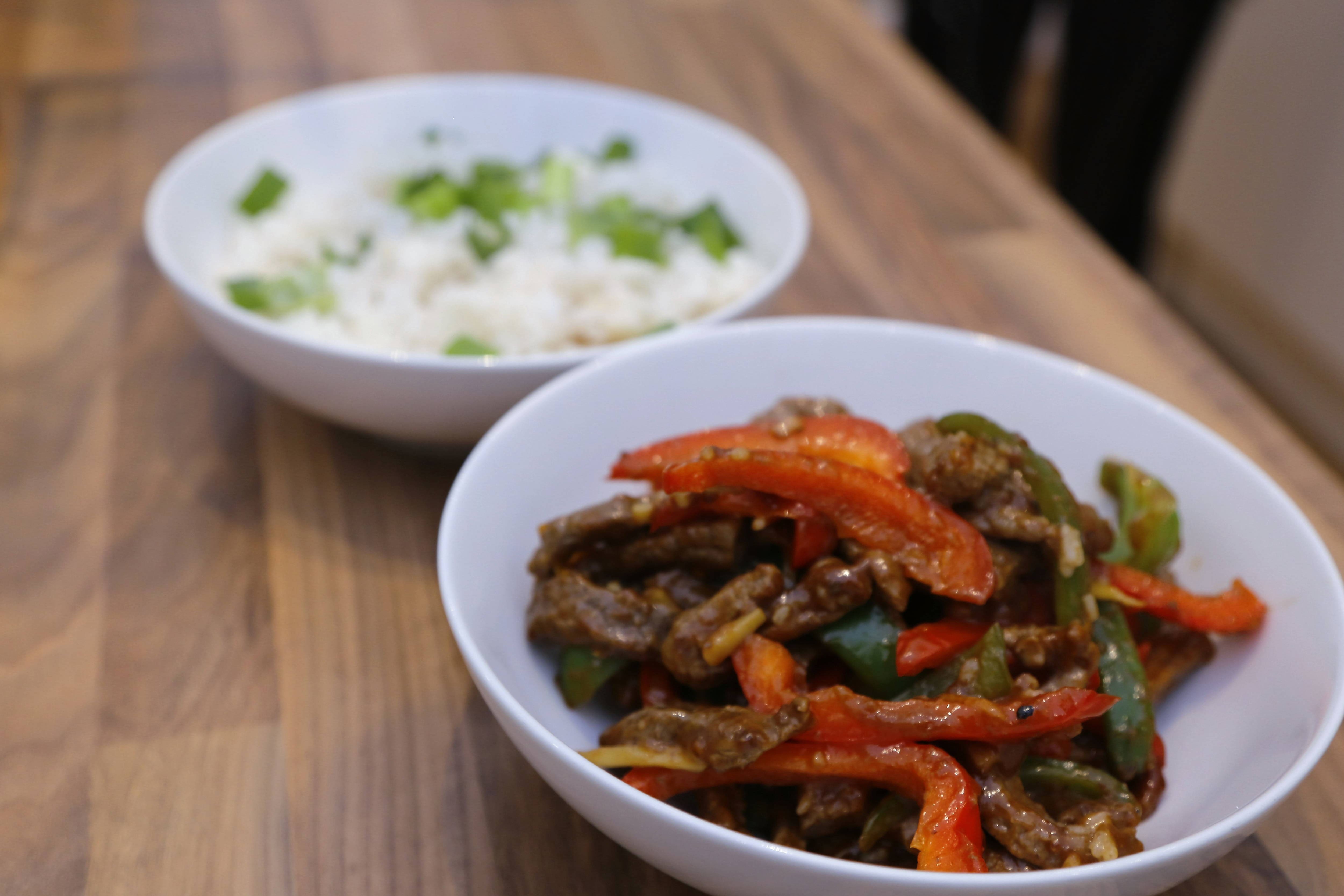 Stir Fried Orange Beef & Spring Onion Rice