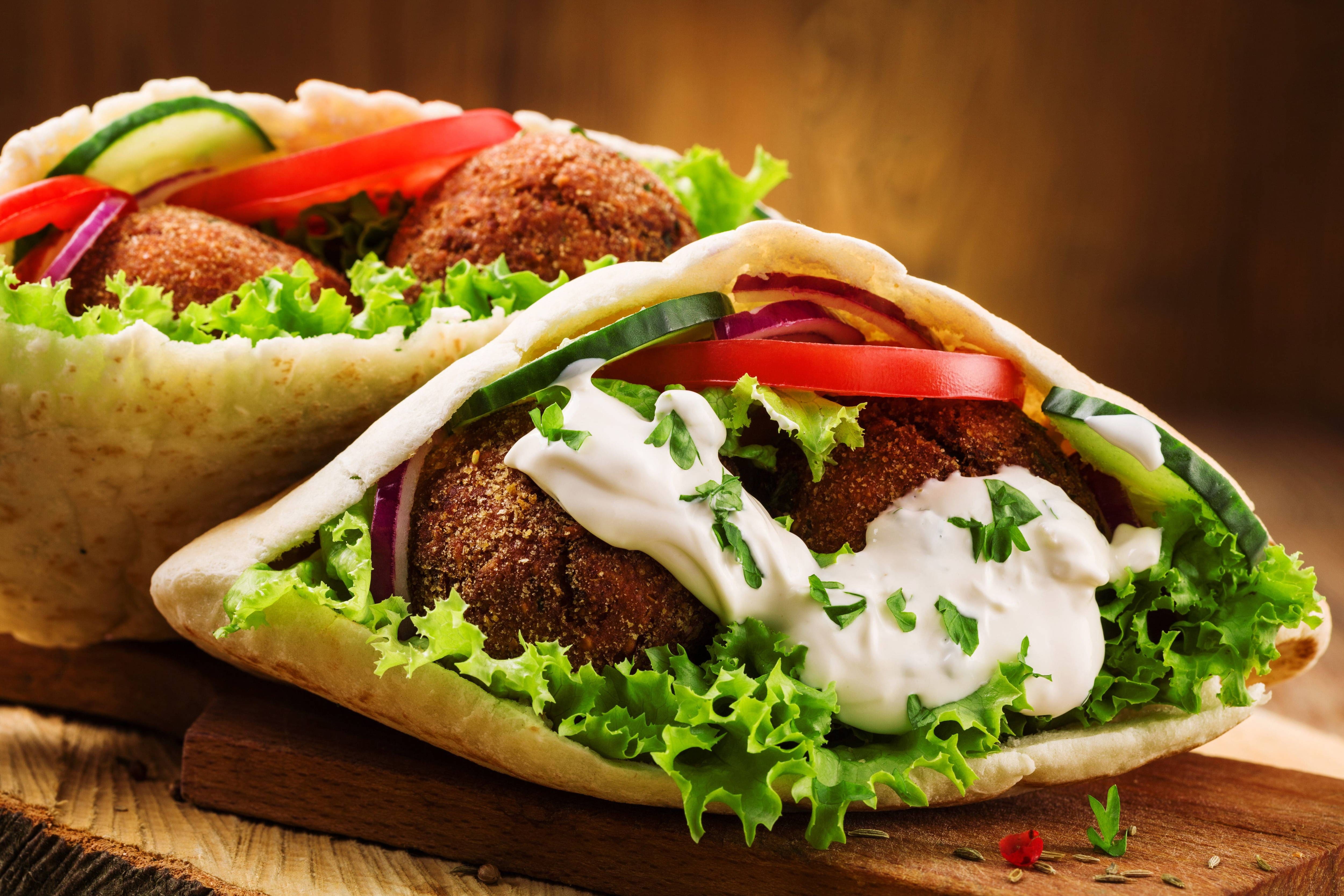 BAKED CHICKPEA & PEA FALAFEL with PITA